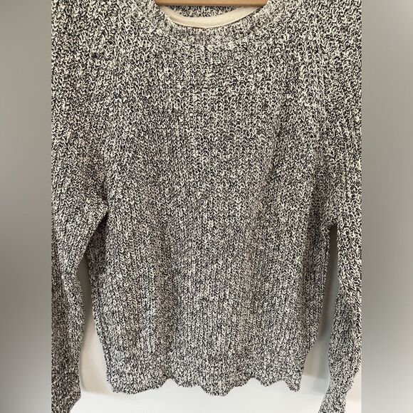Free People Sweater Cropped Boxy Black Marled Long Slv Raglan large - Picture 2 of 6